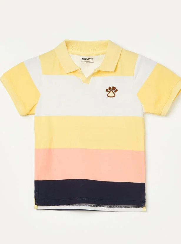 FAME FOREVER Boys Striped Polo T-shirt